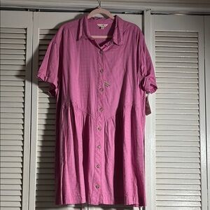 NWT Pink Button-Down  Dress